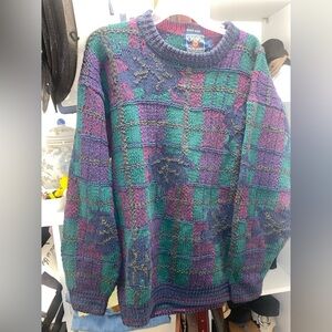 90s vintage rare Ralph Lauren Chaps Blue and Purple Knit Sweater 3D